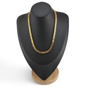 Vintage Monet Gold Tone Woven Chain Necklace Signed Classic Statement Jewelry